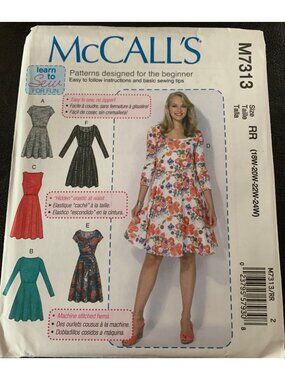 McCalls Dress Sewing Pattern Size 18W 20W 22W 24W M7313 Uncut 2016